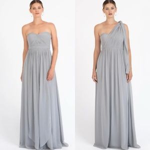 Jenny Yoo Aidan Grey‎ Chiffon Convertible Maxi Bridesmaids Dress 8